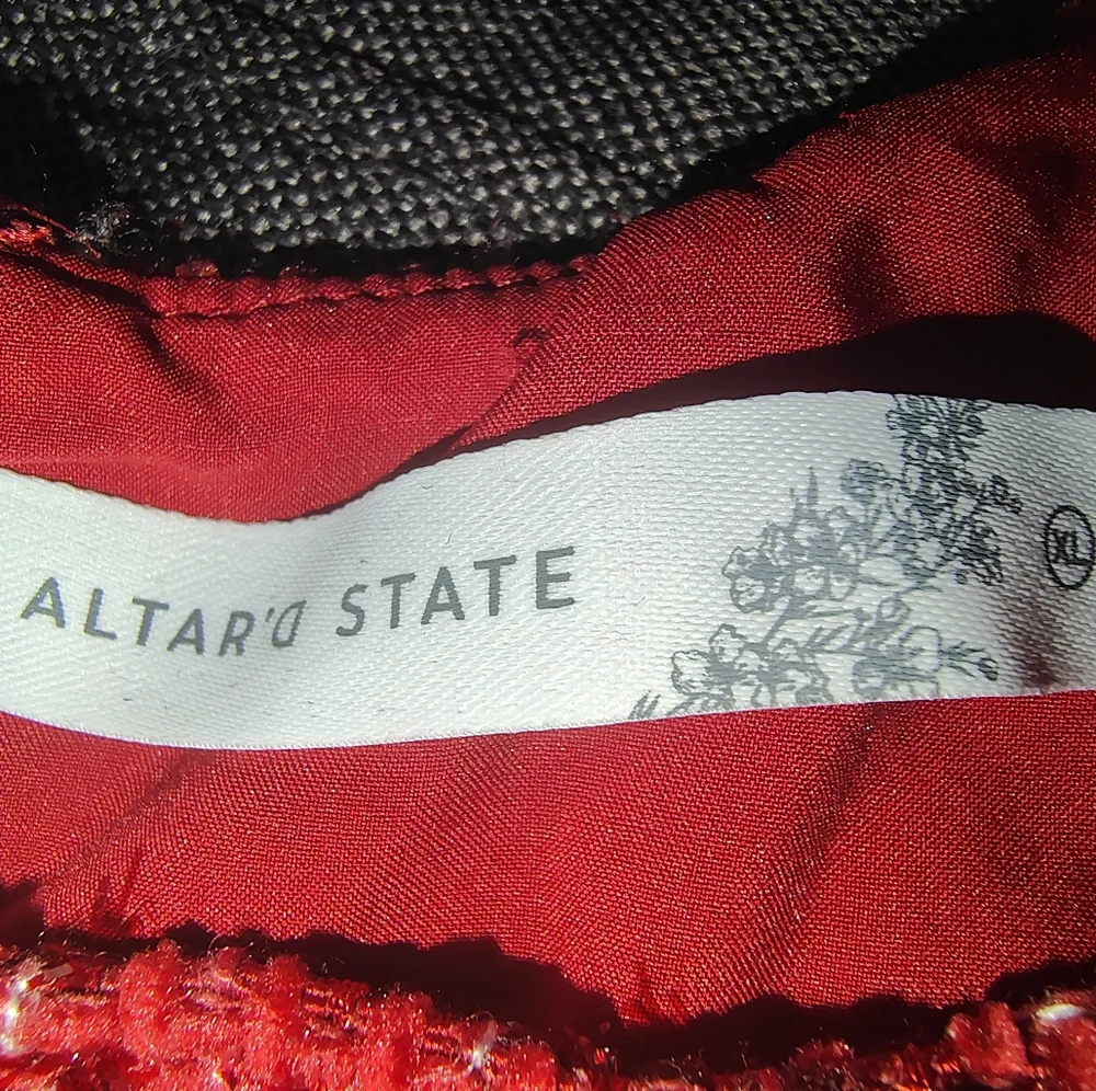 NWT-Altar'd State Chic Red Tweed Ruffled Mini Dress Size XL - Picture 7 of 9